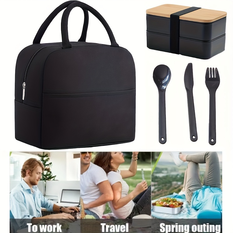 

Insulated Bento Box Set With Cutlery - Leak-proof, Lightweight Lunch Tote For Work, School, And