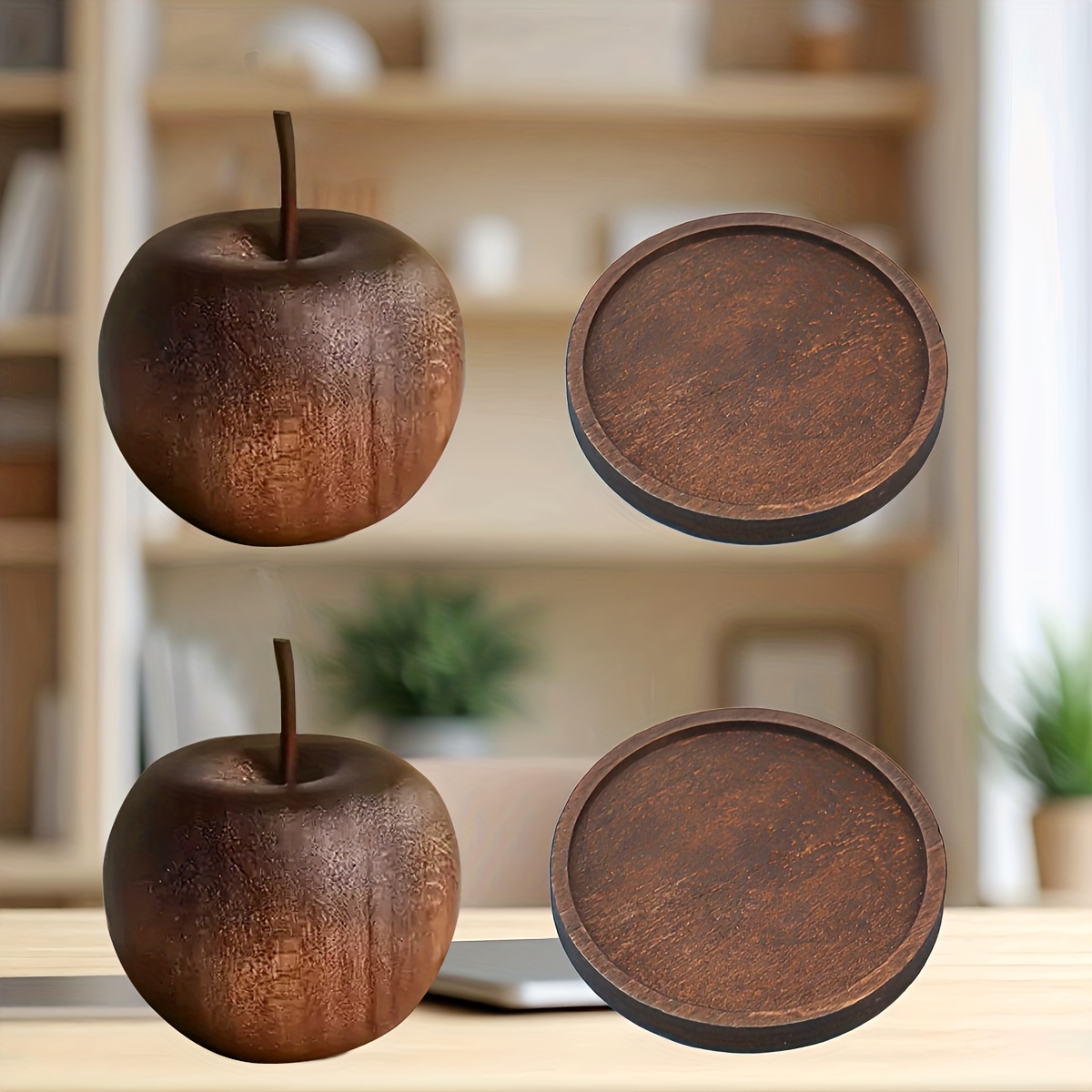 Image of 2pcs Wooden -shaped Diffuser, Suitable For Home And Car Diffuser, For Home And Desktop Decor With Tray, Natural Wooden Essential Oil Diffuser, Decorative Holiday Decoration Ornament