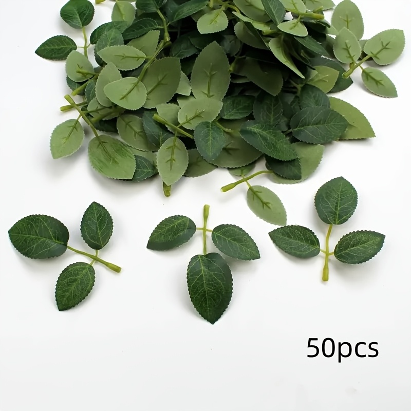 TEMU 50/80 piezas de hojas artificiales y simuladas verdes y mini- de hojas sueltas, artículos de manualidades DIY, perfectas para , fiestas de y