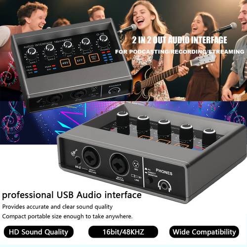 usb audio interface computer recording sound card suitable for touch models with 48 khz dsp effect power supply used for recording music songwriting and plug and xlr audio interface