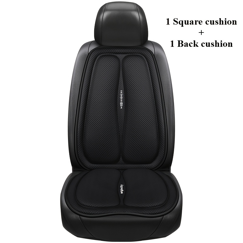 TEMU Single Seat 2-piece Set, Universal Square Car Seat Cushion + Backrest Pad, Autumn Cool Breathable Non-stuffy Cooling Pad, Winter Warm Not Seat
