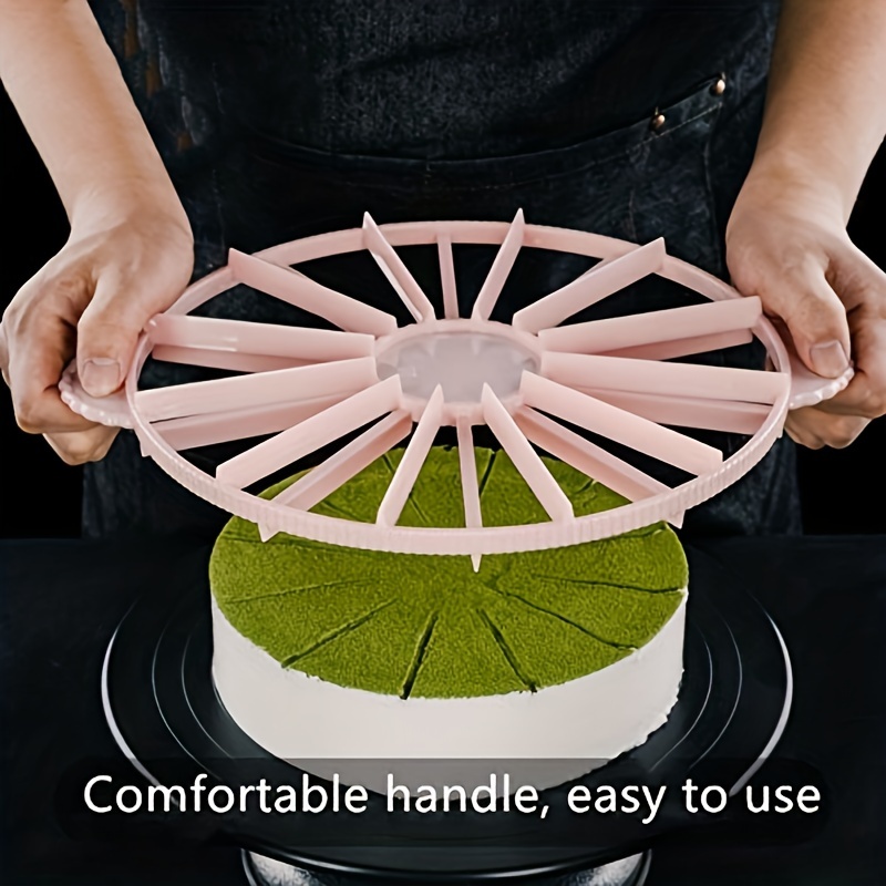 

Adjustable Plastic Cake Slicer Marker, Cheesecake Cutter With Comfort Handle, Dual-sided 14/16 Pie Divider, Food-contact Safe Bakeware Tool For Even Cake Portions Up To 16" Diameter