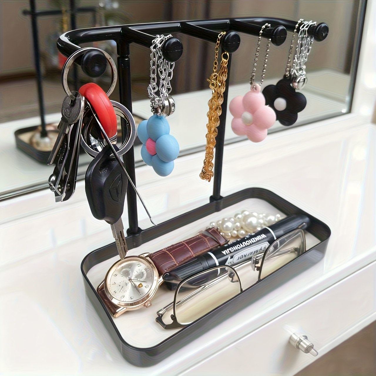Jewelry Storage Rack, Multi-functional Necklace Holder, Ring Storage Box, Dressing Table Decoration, Watch Key Hanger, Household Jewelry Earring Holder