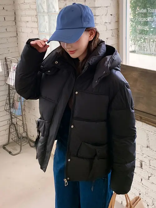 단색 컬러 지퍼 플러피 재킷 코트, 캐주얼 롱슬리브 후드 따뜻한 아우터웨어 겨울용, 여성 의류