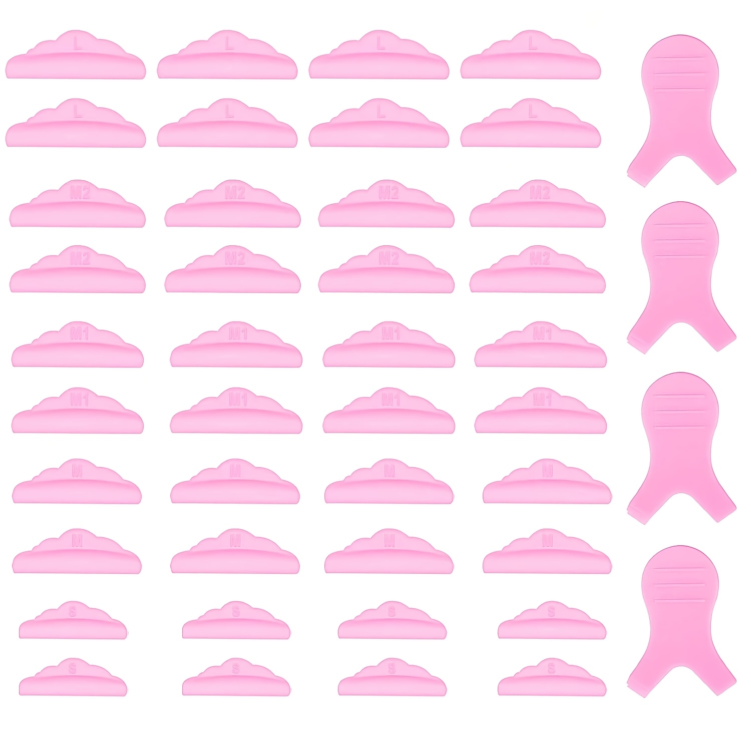 TEMU Set de 44 pièces de recourbe-cils professionnelles avec coussinets liftants - 5 tailles S/M/M1/M2/L adaptées à un en salon, recourbe-cils