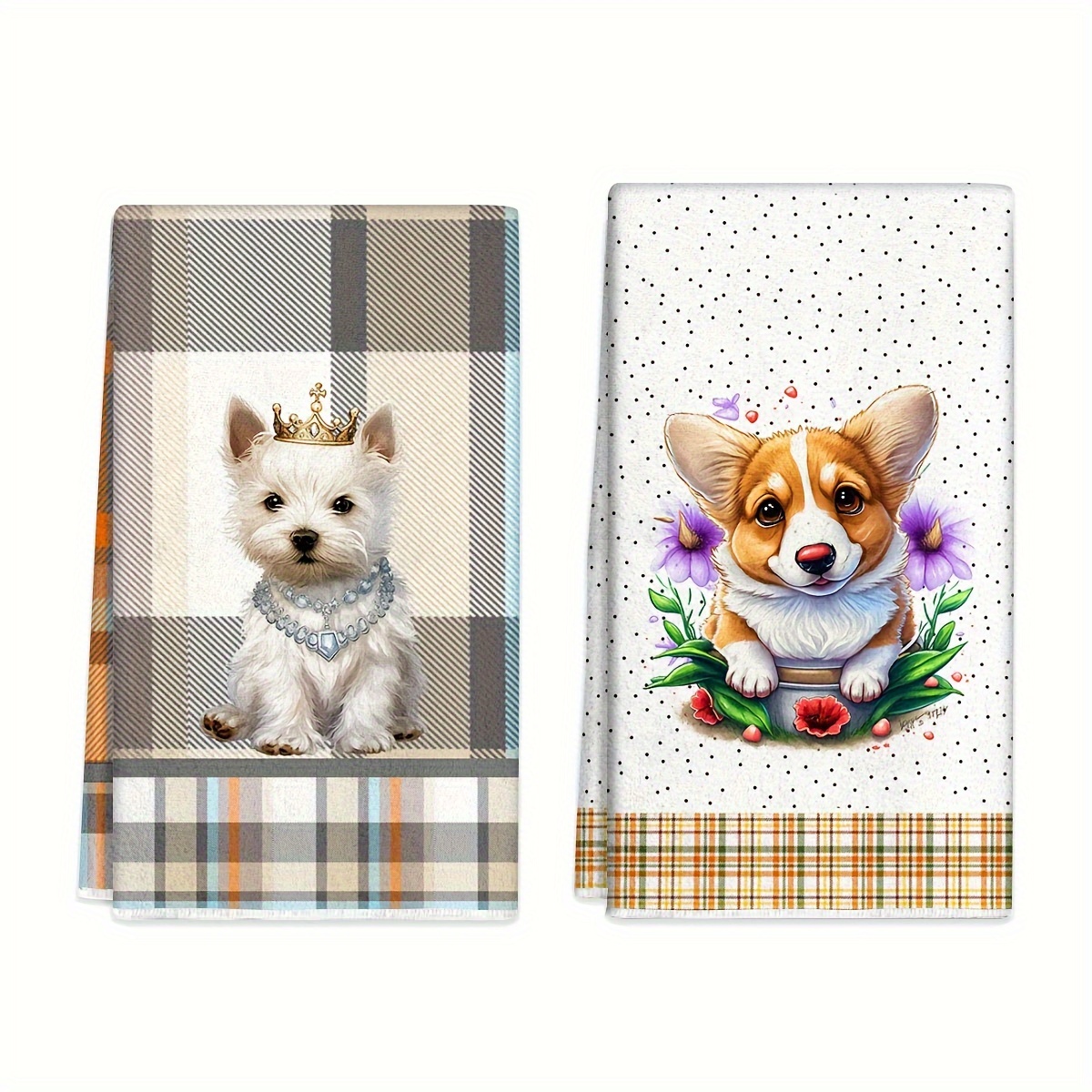 

2pcs, Dishcloth, Cute Dog Themed Hand Towels, Superfine Fiber Kitchen Dish Cloths, Absorbent And Soft, Fade-resistant Tea Towels, Contemporary Style Dish Towels, Cleaning Supplies