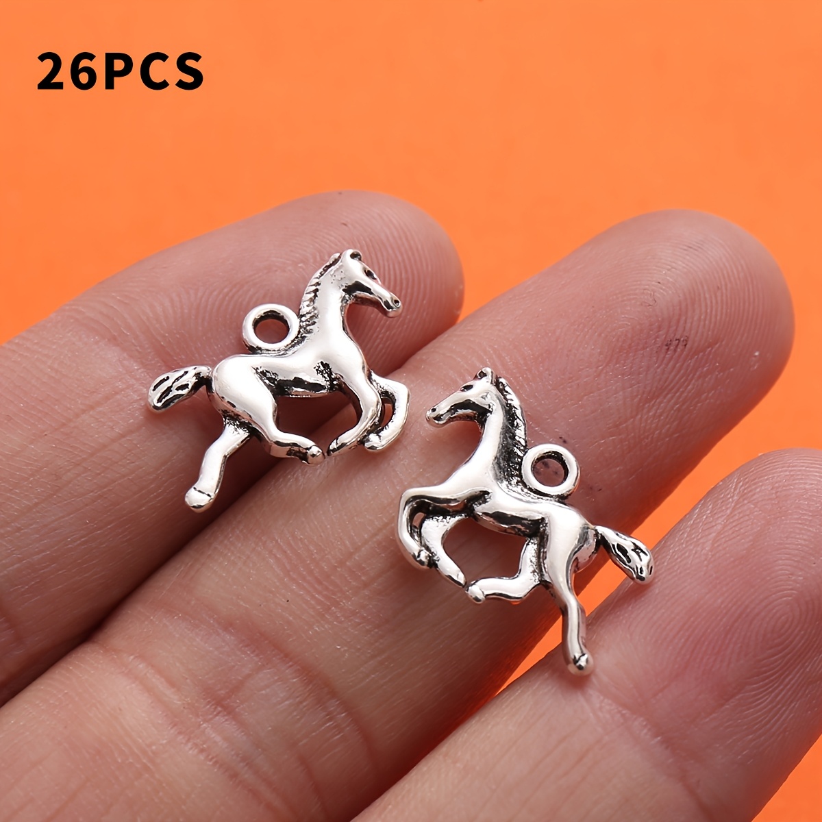 TEMU 26pcs Set Of Vintage Alloy Horse Charms, Restoring The Dynamic Posture Of Horses With A Bright Silvery Texture - Flowing Mane, Stretched Limbs,