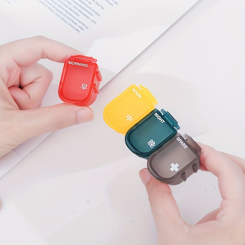 Image of Detachable Four-compartment Pill Box, Personal Pill Organizer, Compact And Portable, Daily Compartment