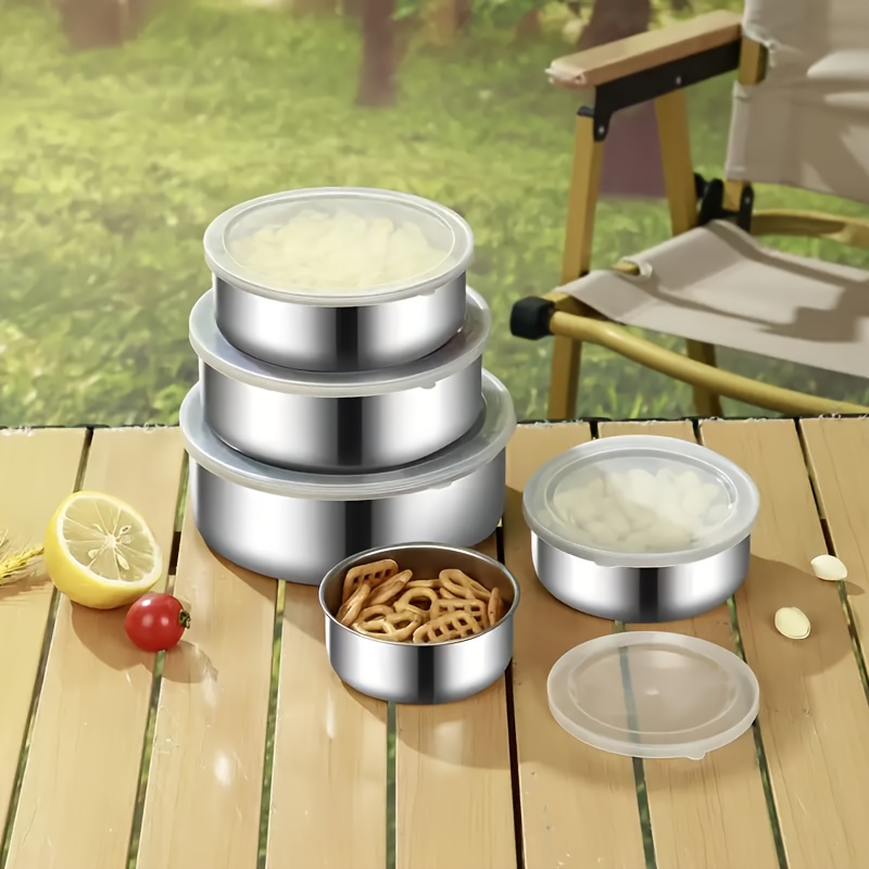 5pcs Stainless Steel Food Storage Containers with Secure Lids - Reusable, Airtight Meal Prep Boxes for Camping, Picnics, School, and Summer Gatherings, Lunch Box Set