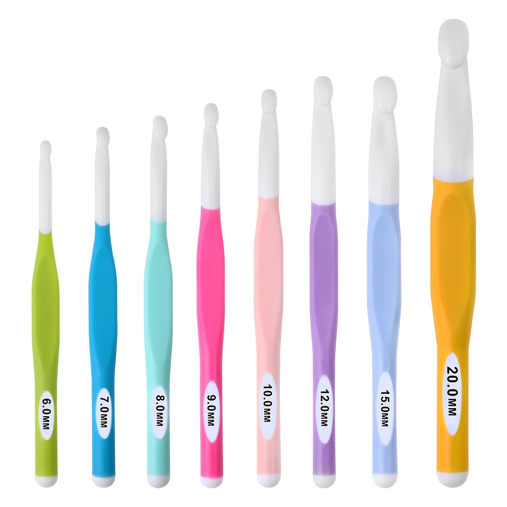 TEMU 4/8pcs Large Crochet Hooks Set, Big Crochet Hooks For Chunky Yarn, Ergonomic Crochet Hooks Set With Large Rubber Handle For Chunky Yarn Weaving