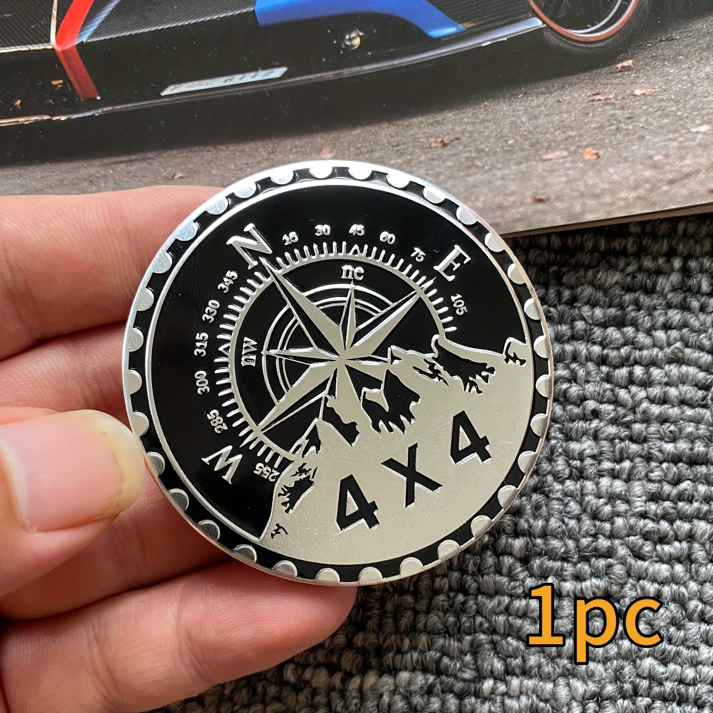 TEMU A Metal Compass Car Emblem - A Round Metal Compass Design Badge, Ideal For Off-road And Adventure Enthusiasts, Adventure Logo | 4x4 | Motorcycle Car Decoration Items