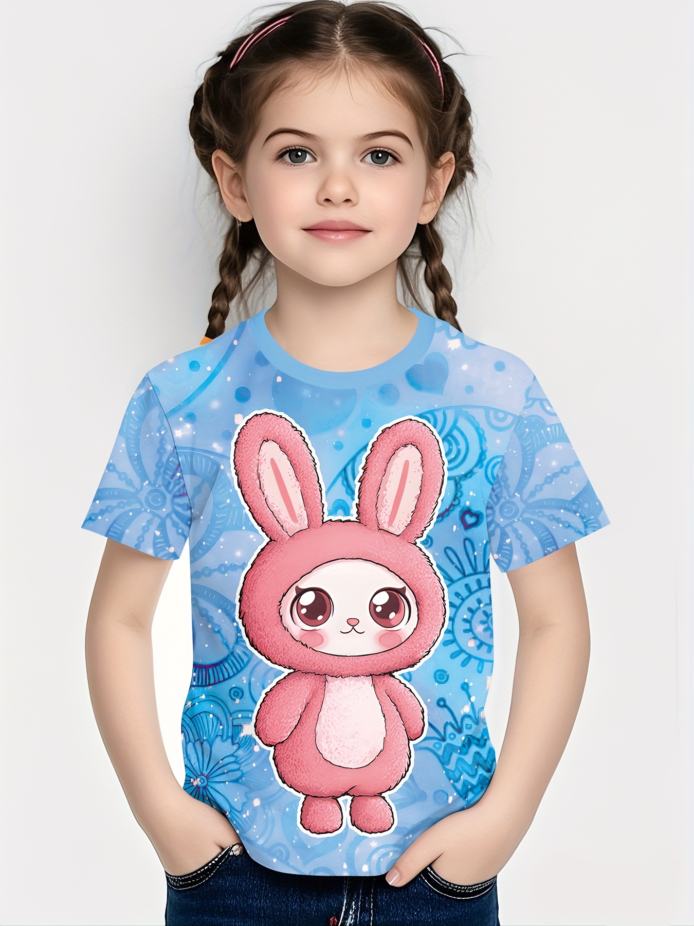 Girls' Summer Bunny 3D Print T-Shirt