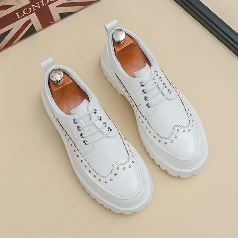 low heel white dress shoes Chic Mens Lace Up Pointed Toe Block Wedding Formal # day for little feet White Low Heels | Low