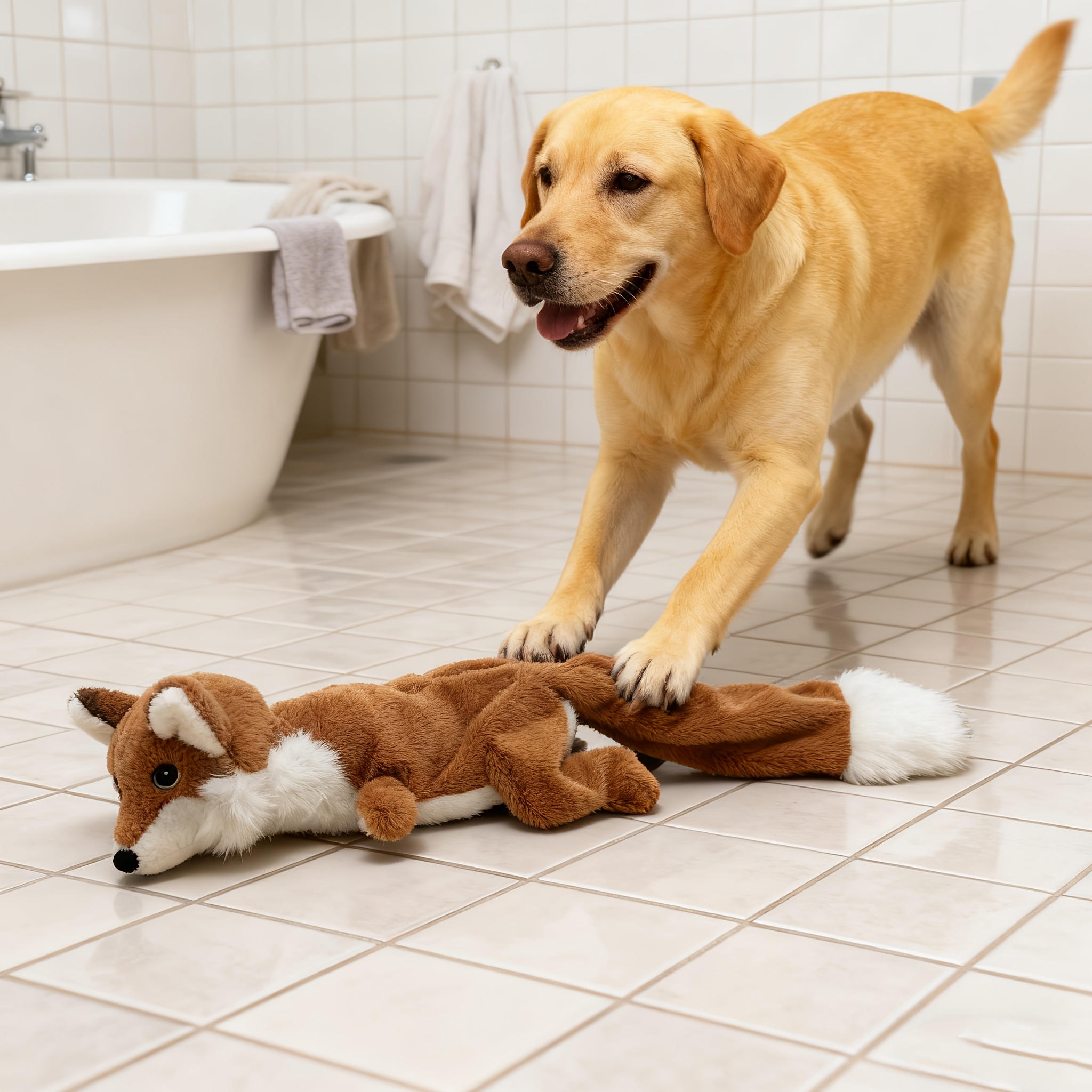Interactive Plush Chew Toy for Dogs, Squeaky Fox Plush
