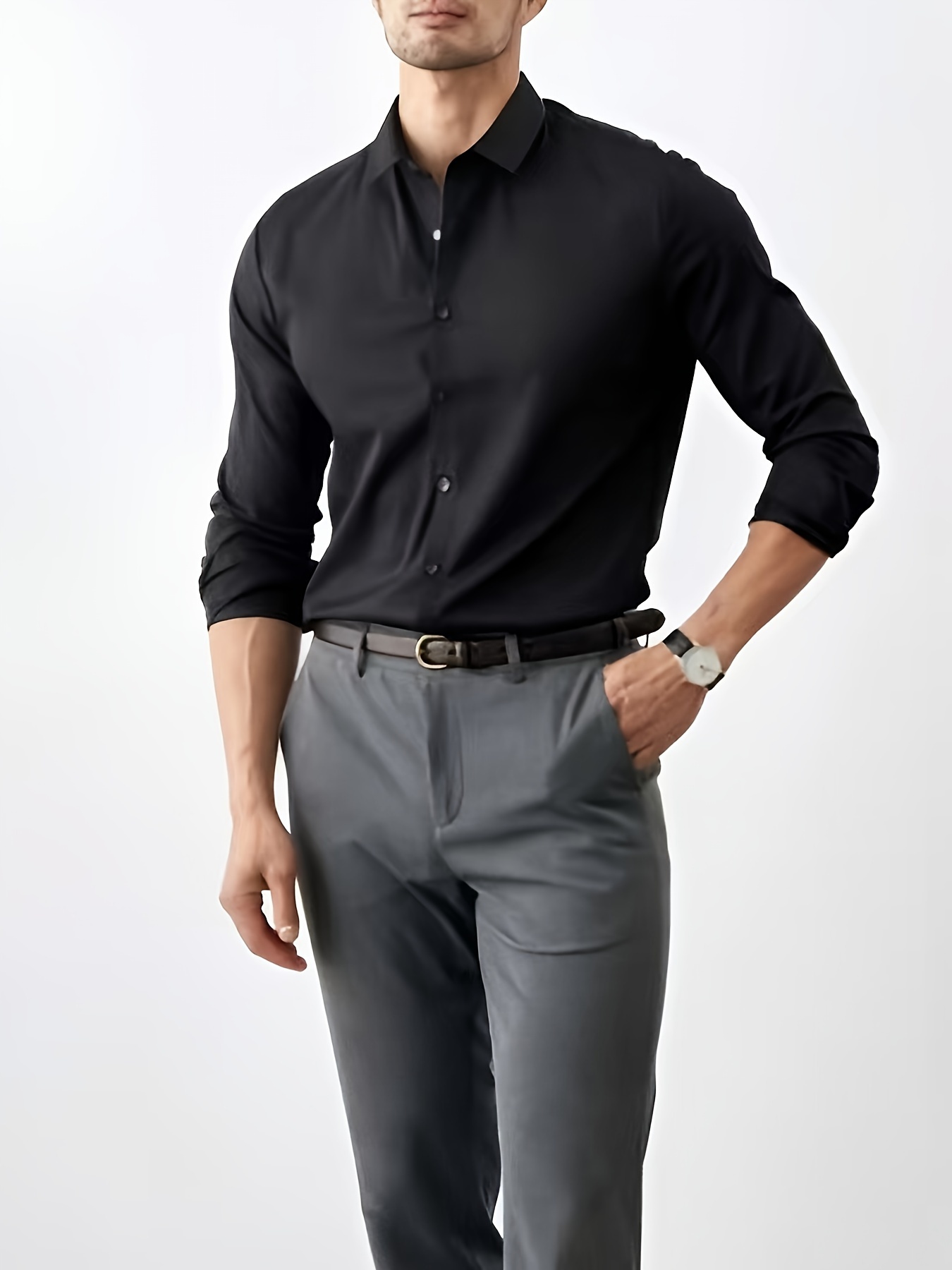 mens black long sleeve professional formal dress shirt - Temu United Arab  Emirates