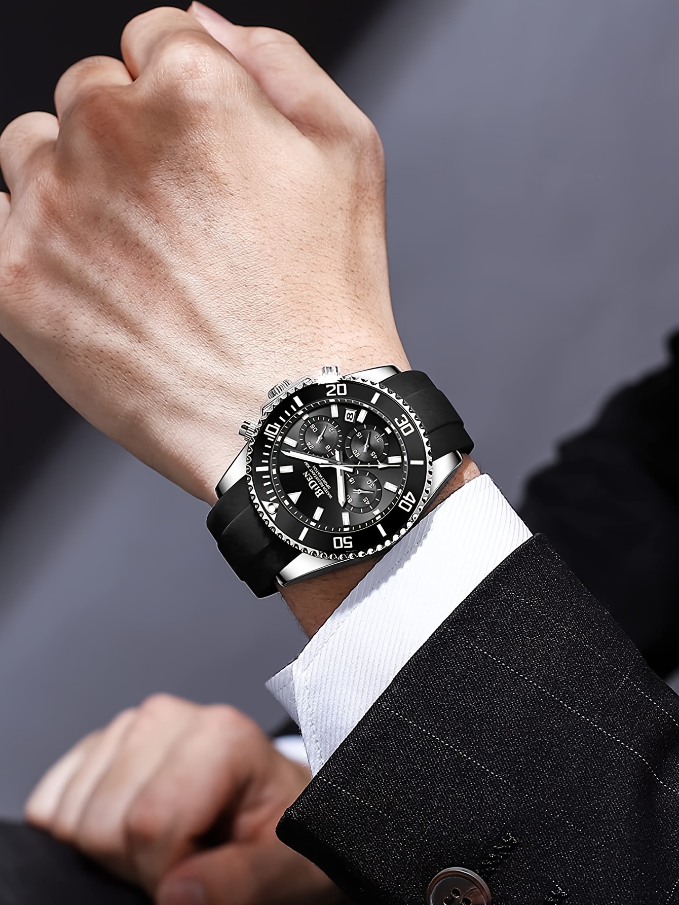 stylish boys sports watch with silicone band multi functional quartz movement   case   outdoor activities gifts details 4