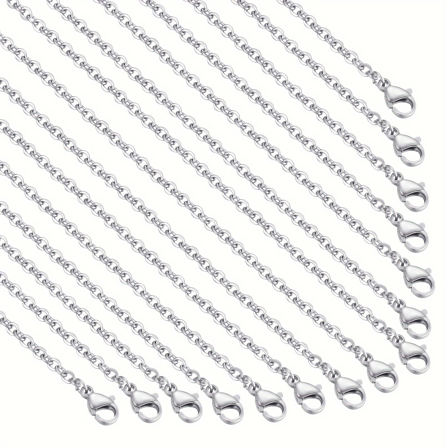 

30 Pack 2mm Necklace Chains Stainless Steel Link Cable Chain Necklace Bulk For Jewelry Making, 20 Inches