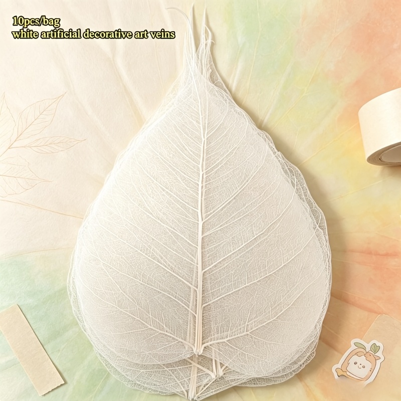 Image of White Artificial Decorative Leaf Vein Diy Handmade Photo Frame Wall Decoration Prop