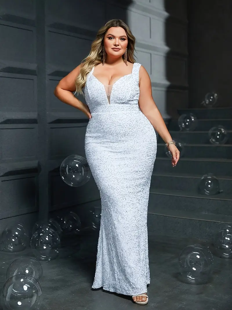 plus size plus size white sequin sleeveless v neck double - Temu Mauritius plus size plus size white sequin sleeveless v neck double - Temu Mauritius