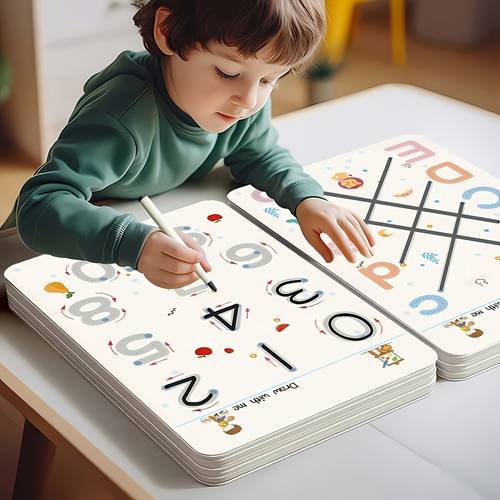 2 book reusable handwriting workbook with 4 pens eraser 64 page kids writing activity book suitable for pen control alphabet numbers tracing coloring for homeschool classroom for and ages 3 8
