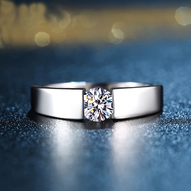 E-shop Klassischer 0,5 Carat Verlobungsring Ehering für Damen und Herren, Allergiefreier silberner Versprechungsring Ewiger Ring Jahrestagsring