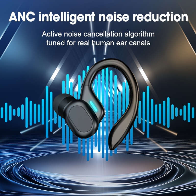 LAN XUN Auriculares Inalámbricos 5.3 con Micrófono - Auriculares Estéreo TWS Deportivos, Control Táctil, Estuche de Carga USB-C con Pantalla Digital, Ajuste Cómodo con Gancho para la Oreja, Sonido de Alta Calidad, Incluye Estuche Protector