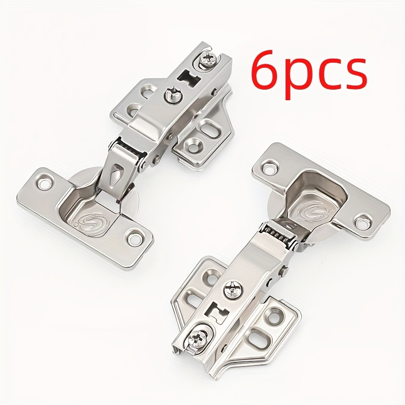 E-shop 6 Stück Vollständige Abdeckung Scharniere, mit leisem hydraulischem Schließmechanismus, 105 Grad Winkel, einfache Installation (kein Bohren