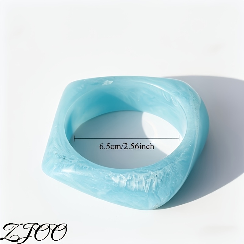 3pc Marbled Resin Chunky Wide Bangle Bracelet Set