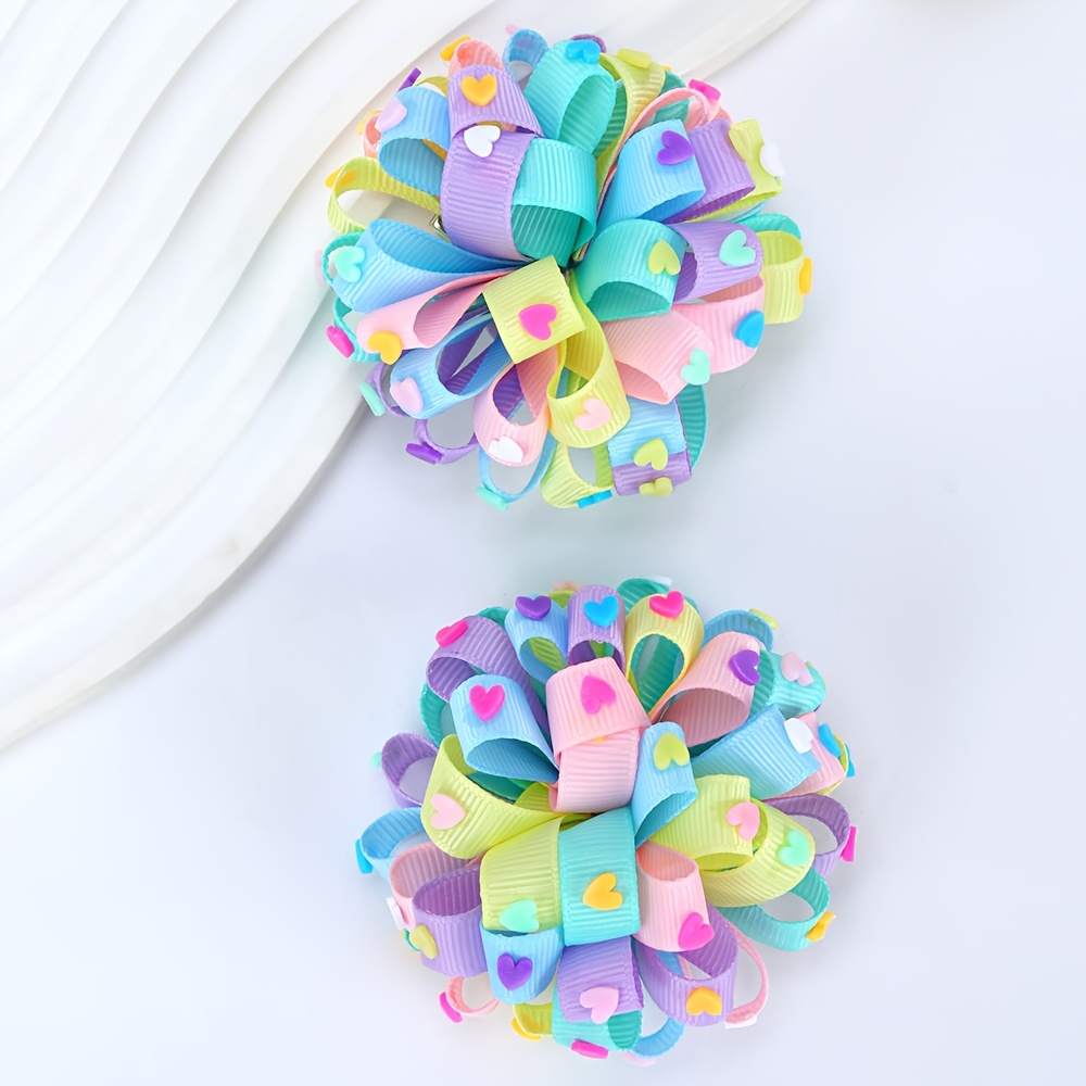 

Elegant 2pcs Set Hydrangea Hair Clips With Hearts - Perfect Valentine's Day Gift For Women