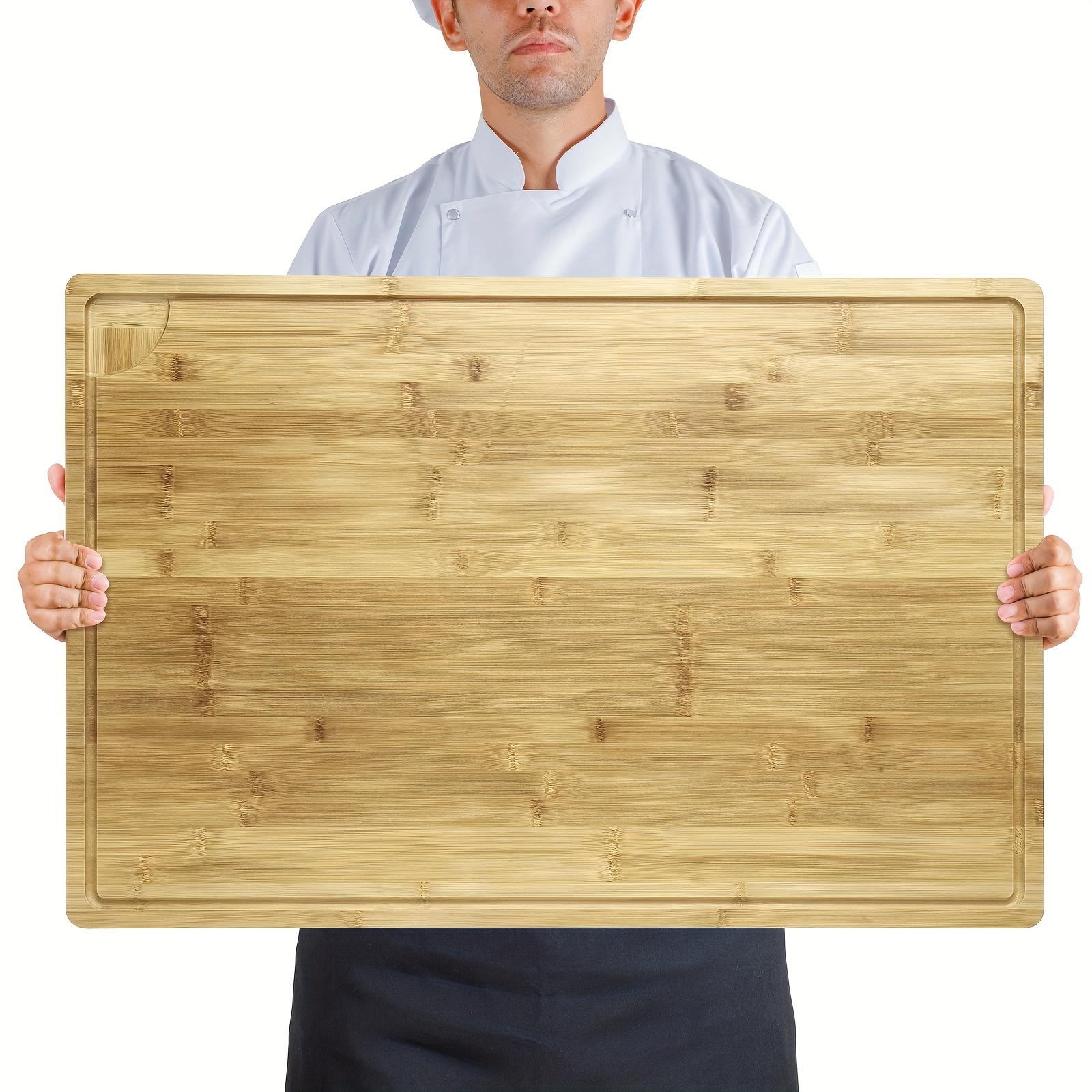 

Extra Large Bamboo Cutting Board, Wooden Cutting Board For Kitchen With Juice Groove And Handles, Over Sink Board Meat Cutting Board, Large Caving Board Charcuterie Board, 0.8" Thick