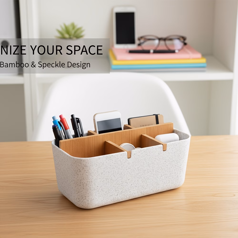 1pc deep carbonized storage box suitable for office bedroom capacity thickened plastic marble patterned desktop with walnut multi functional cosmetic case for remote controls for study kitchen use Product details 2
