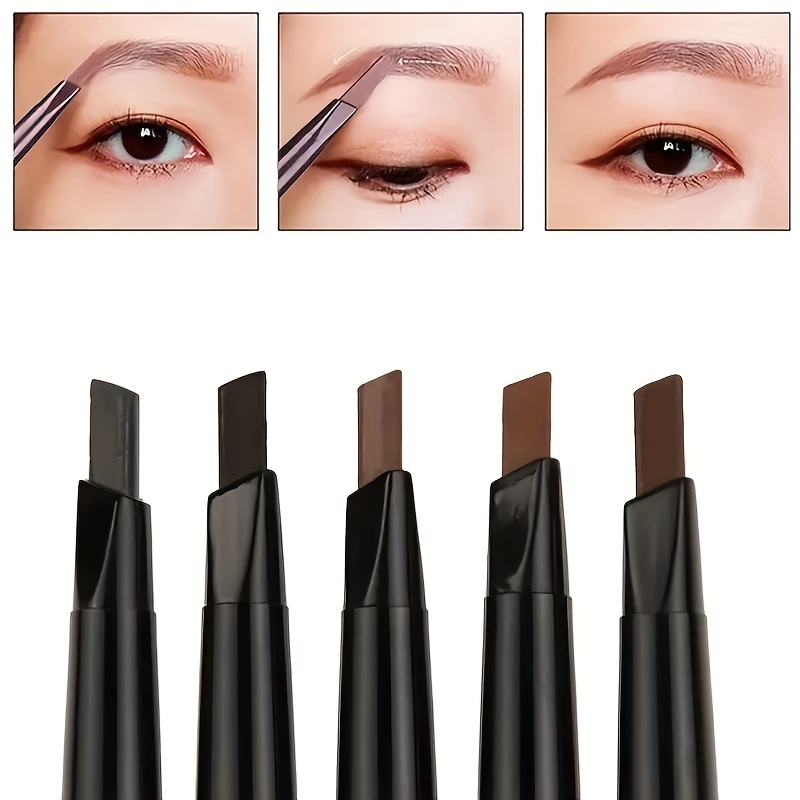3pcs waterproof dual tip automatic eyebrow pencils long lasting natural look with built in brush 5 shades for all light beige types precise eyebrow shaping sleek packaging versatile shades
