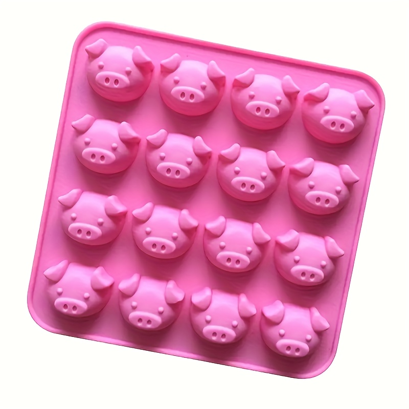 Image of 1pc Of Pink Pig Head Cartoon Chocolate Mold, Silicone Mold, High Temperature Resistant, Baking Mold, Food Grade, Odorless, Foldable, Easy To Clean, Reusable, Suitable For Bakeware