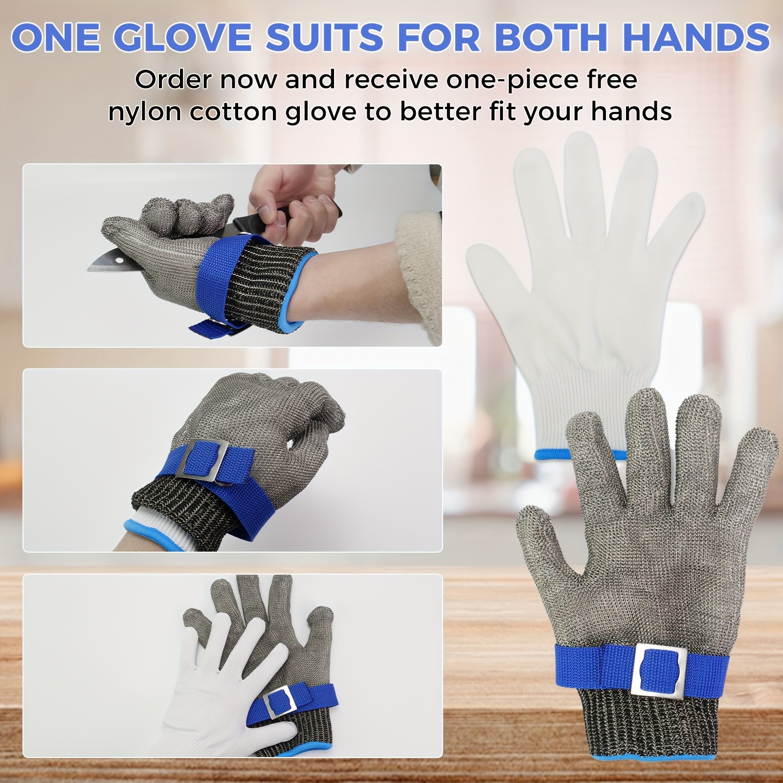 heavy duty cut resistant stainless steel chainmail glove Temu