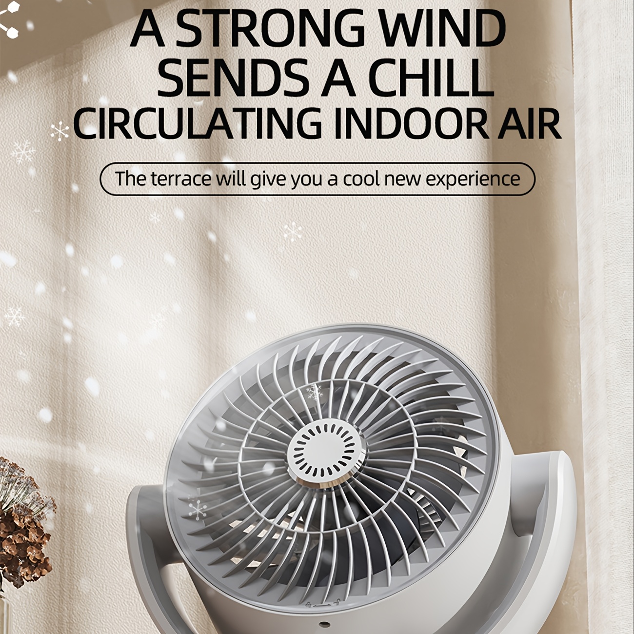Air Circulating Fan, Strong Wind And Low Noise, USB Charging, Oscillating Left And Right, 90° Elevation Angle Blowing, Adjustable Wind Speed, Suitable for Camping, Home, Bedroom, Office, Dormitory And Other Places