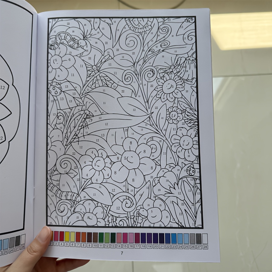 TEMU Livre de coloriage "Couleur au " pour adultes, format A4 grand format, mandalas relaxantes, pages sur le thème des animaux et des fleurs, livre