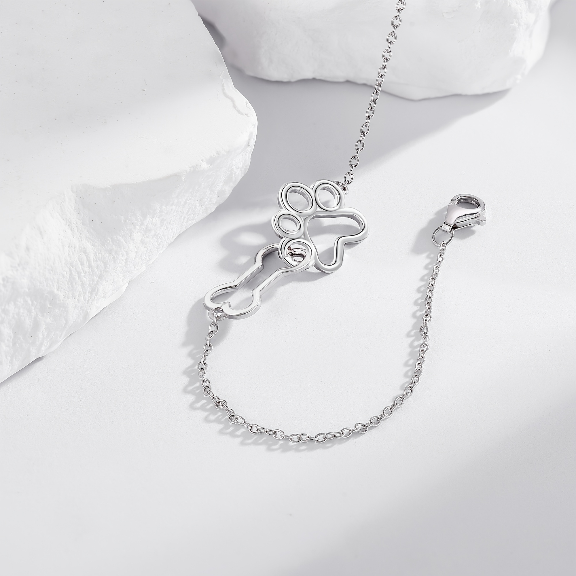 S925 Silver Paw Print Bracelet for Women