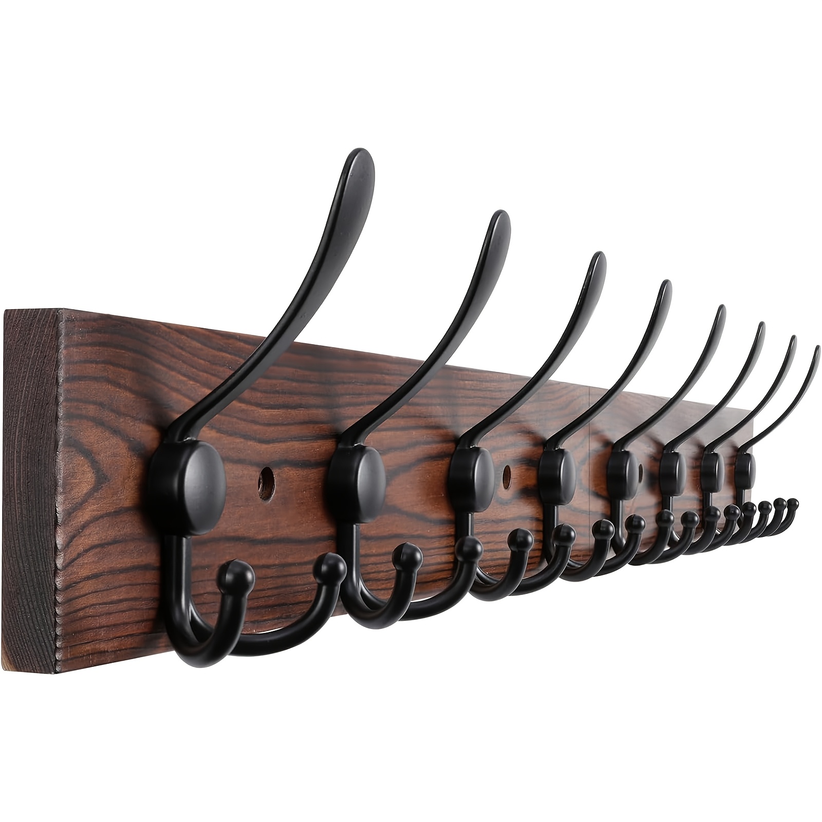 wall mounted coat rack in burnt brown featuring rustic hooks suitable for coats hats and towels in your bathroom or living room