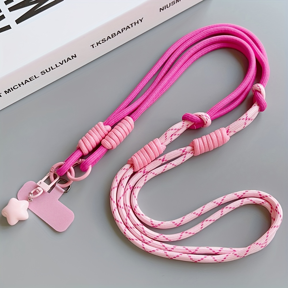 TEMU 1pc Long Crossbody Phone Lanyard With Star Charm, Crossbody Strap | Neck Strap | Wrist Strap | Hand Strap, Adjustable Anti-theft Color-block