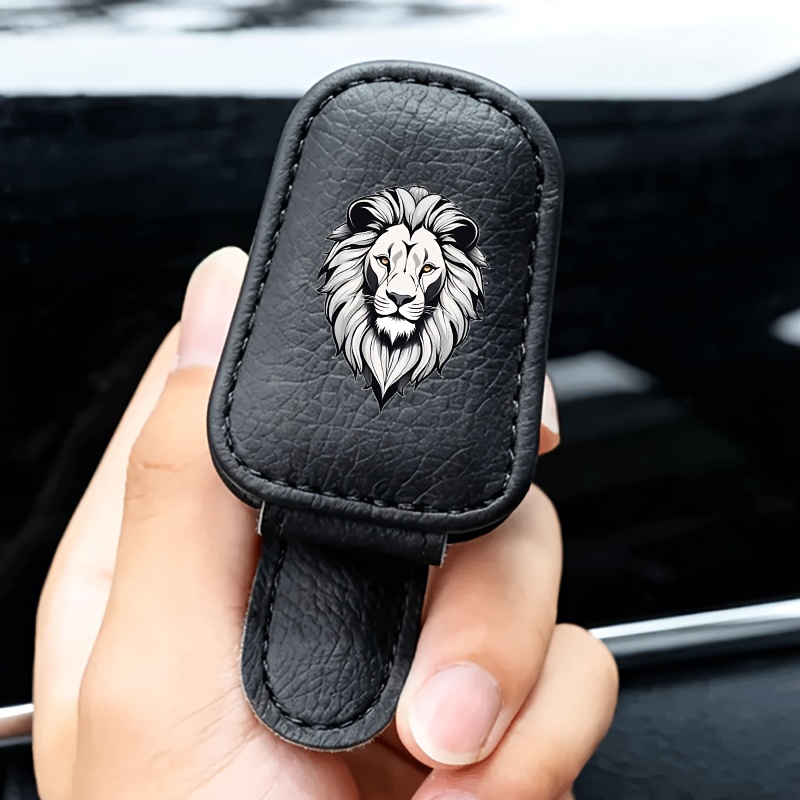TEMU 1pc Lion 2d Flat Printing Multifunctional Car Visor Sunglasses Organizer Storage Clip Universal Vehicle Sunglass Holder For Eyewear Cards And