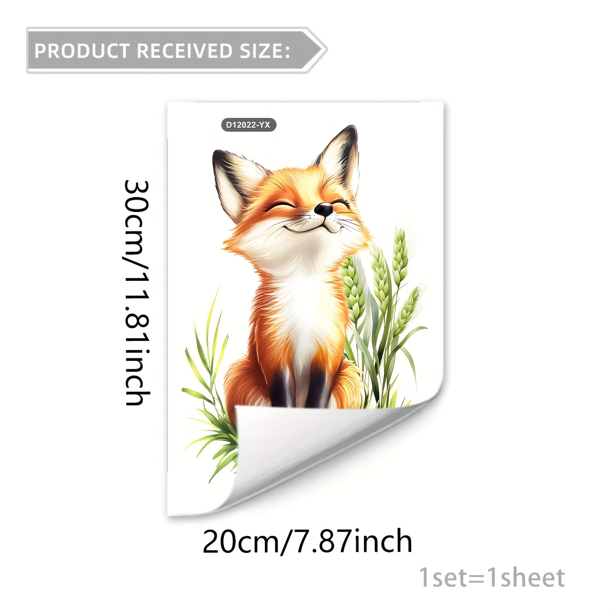 A Single-layer Static Cling Fox Animal Wheat Field Glass Decal For Display Windows, Self-adhesive, D12022-yx