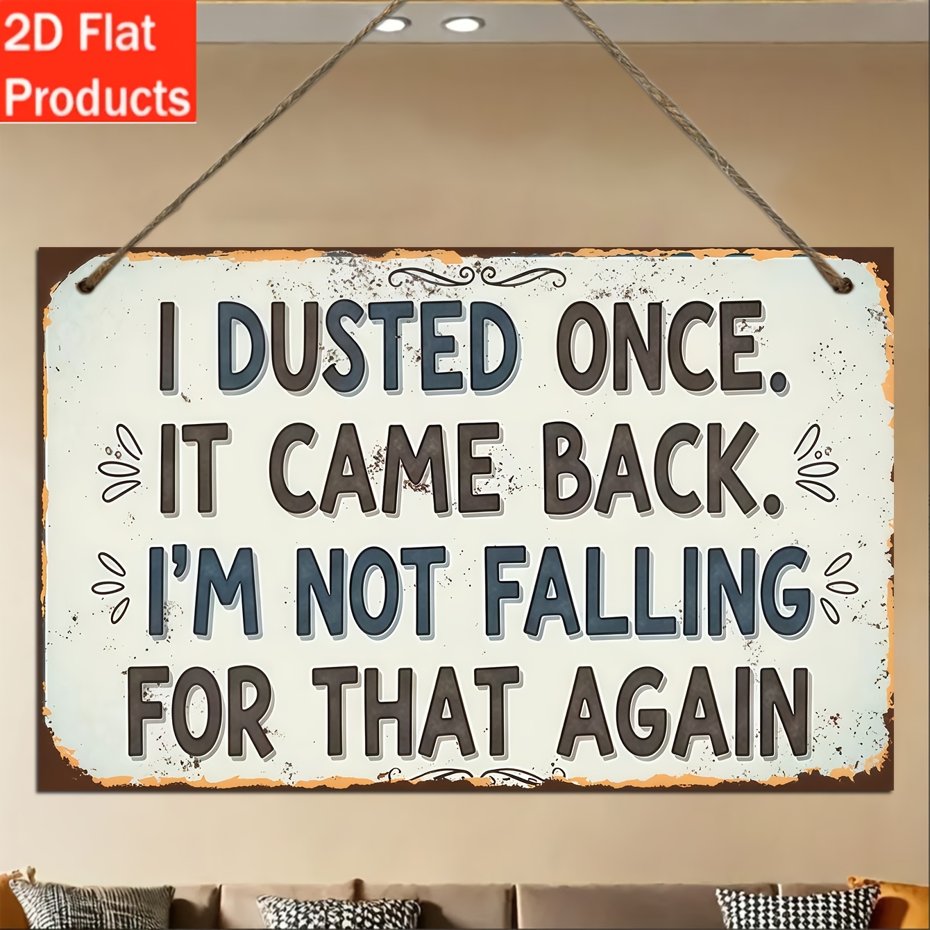 TEMU 2D Plat, 2D Platte Houten Decoratieve Borden en Plaquettes, Stofdichte Humoristische Borden in Vintage-stijl, Geschikt voor Binnen-, Tuin-,