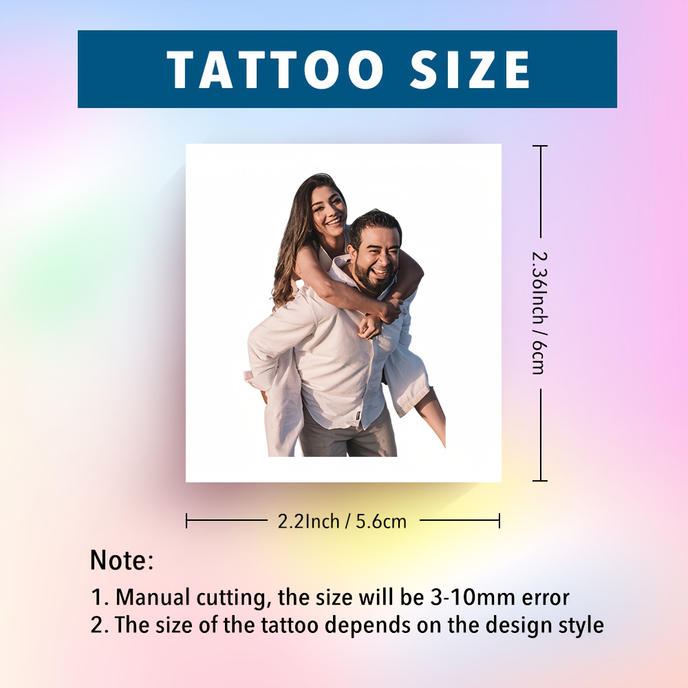 TEMU 16pcs Custom Temporary Tattoos Suitable For Wedding Favors, Personalized Name/number/text/ - Instant Portrait Transfer For Brides, Groom, Guests