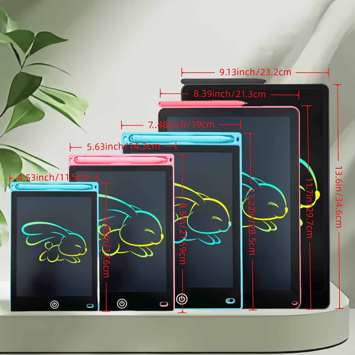 La tableta de escritura LCD está disponible en tamaños de 6.5, 8.5, 12 y 40.64 cm, atendiendo a diversas necesidades. Permite borrar fácilmente con un clic los garabatos, lo que permite la creatividad en el dibujo, cálculos, notas y borradores.