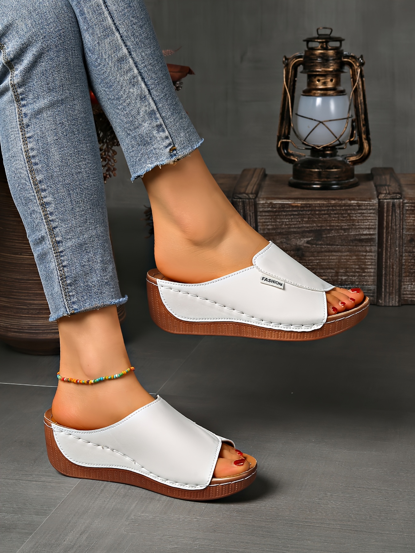   womens light blue slide sandals comfortable arch support breathable open toe design with soft rubber sole casual   heel slip on shoes for casual attire   cover upper Product details 18