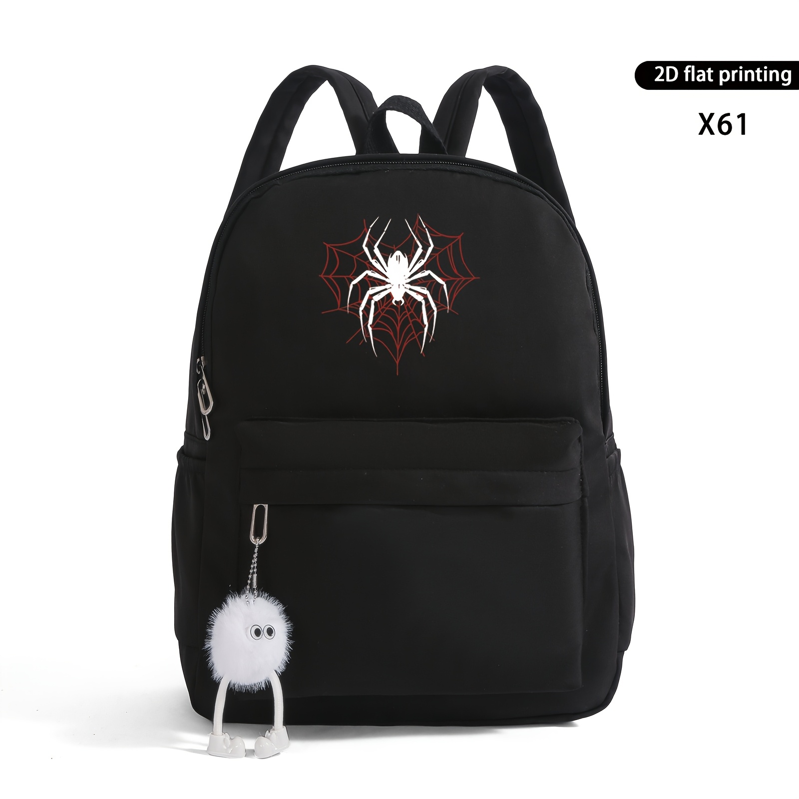 TEMU 1pc Fashion Premium Spider Pattern Casual Backpack Student Book Bag Multifunctional Travel Double Shoulder Bag Suitable For Travel College Use