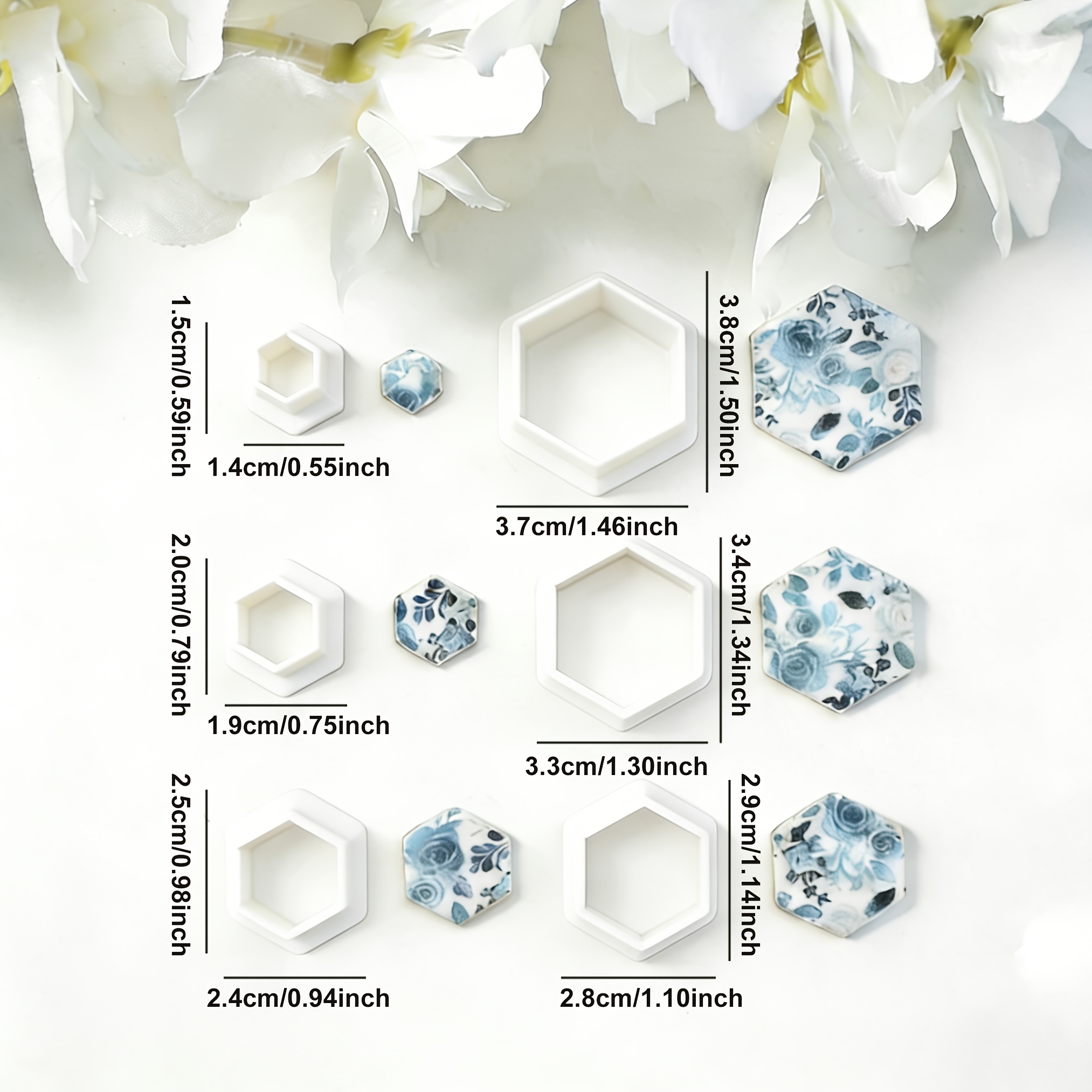 E-shop 6er-Set Geometrische Polymer-Modelliermasse Ausstecher im leichten Business-Stil, Einzigartiges Premium Schmuckherstellungs-Set mit Hexagon- und