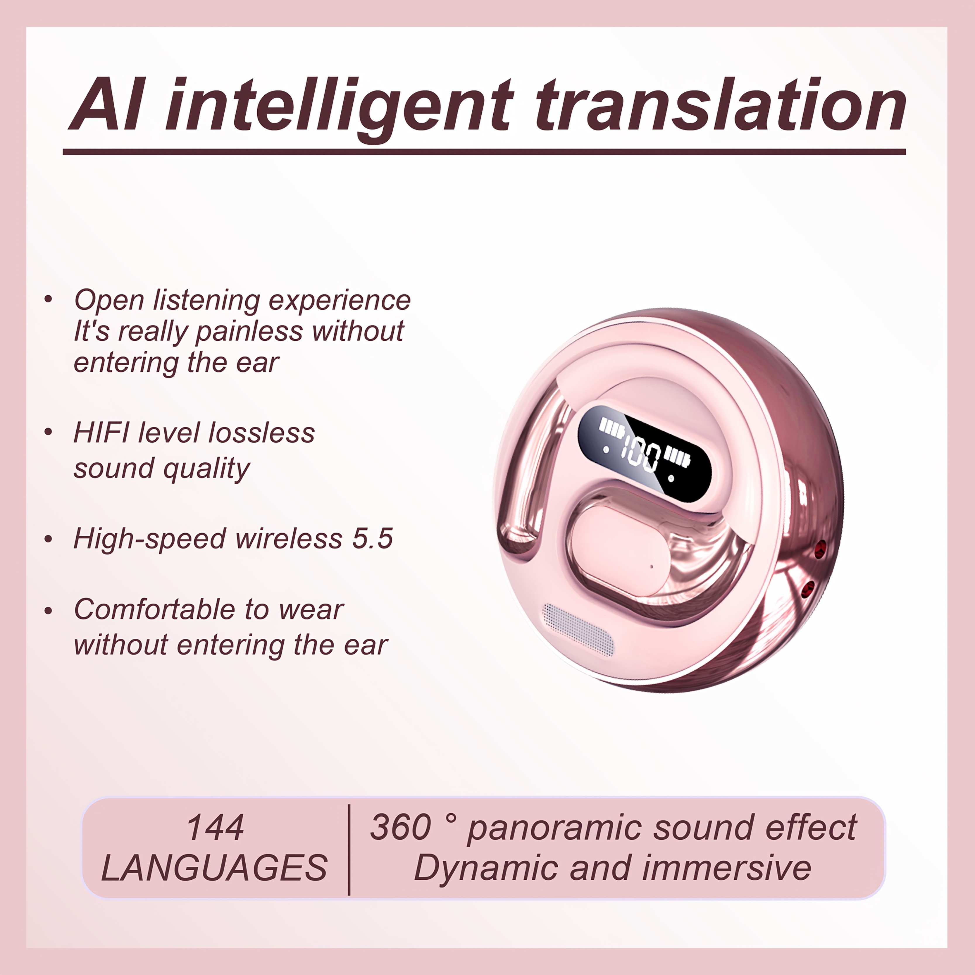 AI Real-time Translation Wireless Headphones, OWS Language Translation Earbuds, 144 Languages, 3-in-1 Translation Earbuds with iOS and Android Systems, suitable for learning, business and travel Core Technology & Function 8 AI Real-time Translation Wireless Headphones, OWS Language Translation Earbuds, 144 Languages, 3-in-1 Translation Earbuds with iOS and Android Systems, suitable for learning, business and travel Core Technology & Function - Image 8