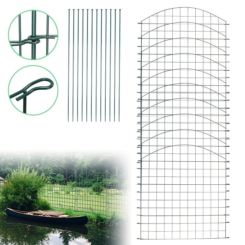 Image of Pond Fence, 5pcs/10pcs Pond Fence Plug-in Golden Metal Fence, With Fixing Rod, Garden Fence, Convex Fence, Fence, Animal Fence, Pond Fence, Suitable For Gardens, , Camping, Small Animal Fence