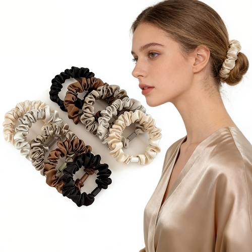 8pcs high end minimalist coffee color small hair tie high and low ponytail bun hair tie hair additions